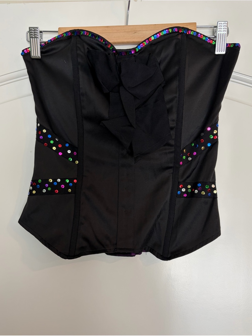 Forever 21 Strapless Black Sequin-Trim Corset Top Small